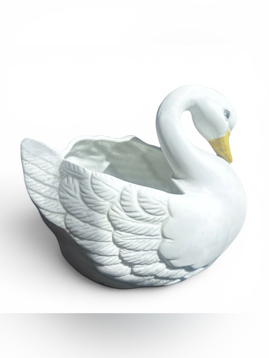 Other - Swan Bisque Ceramic Planter Pattern Matte Homco Country Cottage Granny Core Duck